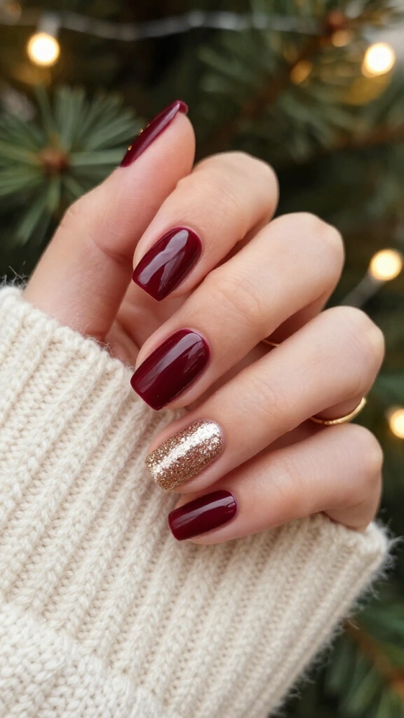 Shimmering Champagne Accent Nail