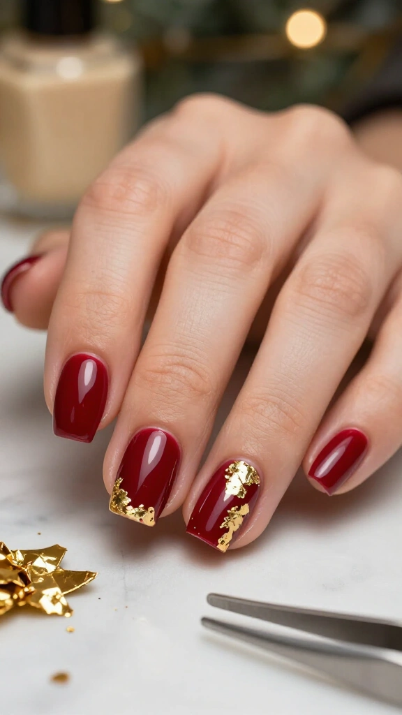 Glossy Cranberry with Gold Foil Flecks