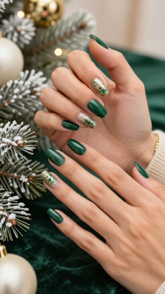 Hunter Green and Glitter Ombré