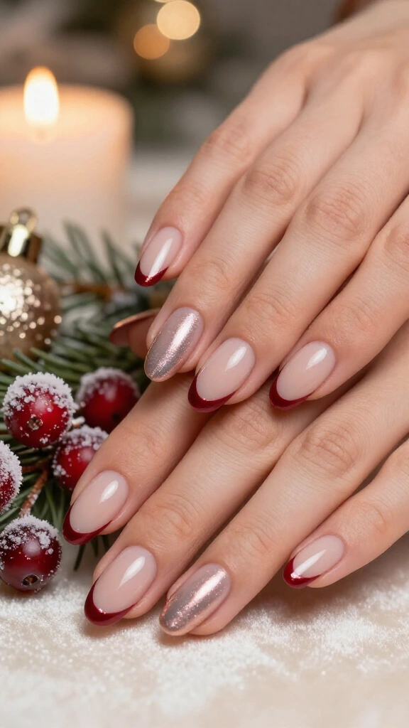 Frosted Cranberry French Tips