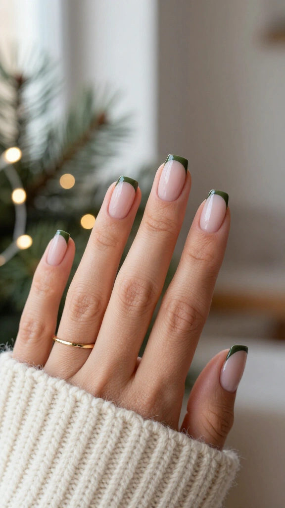 Minimalist Olive Micro-French Manicure