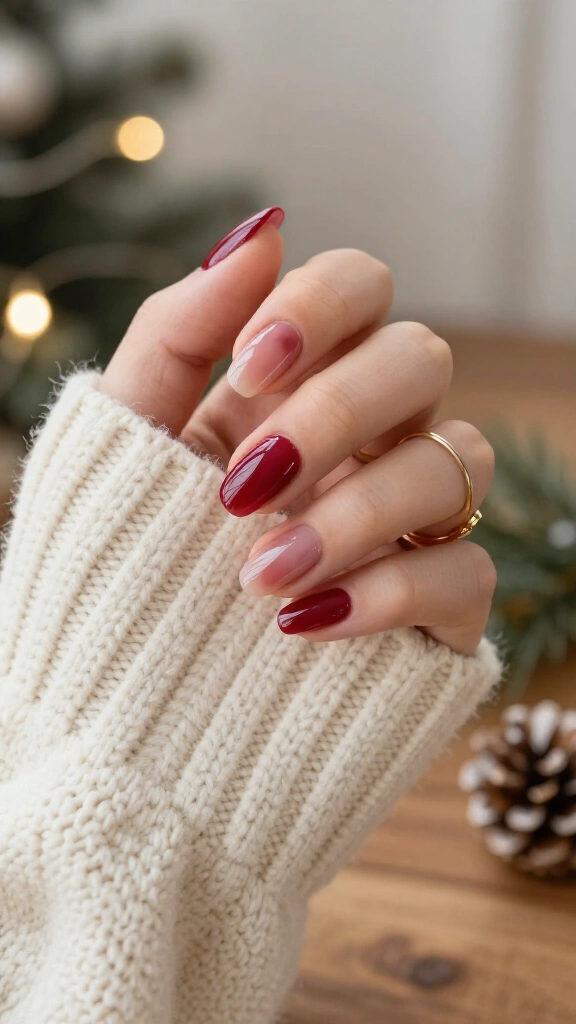 Sheer cranberry jelly nails