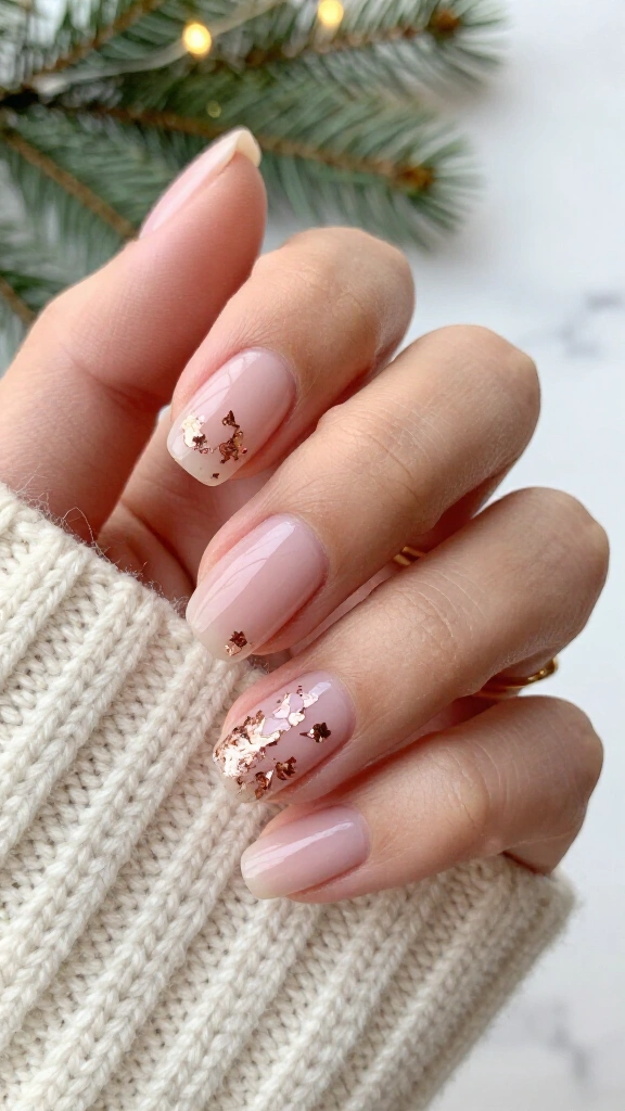 Scattered rose gold leaf flecks