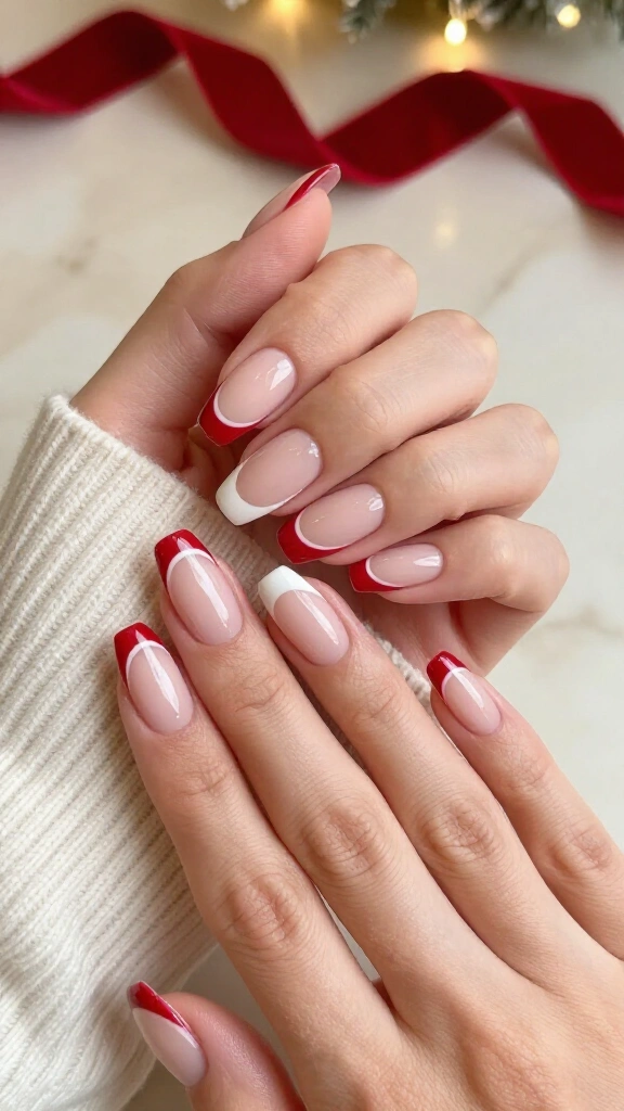 Modern Candy Cane French Tips
