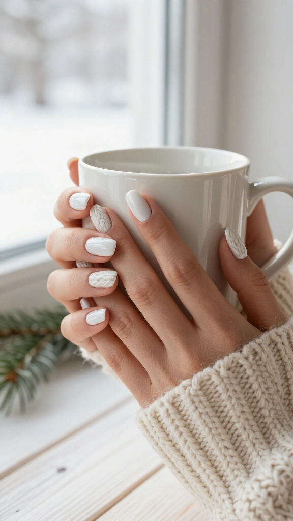 White sweater texture nails