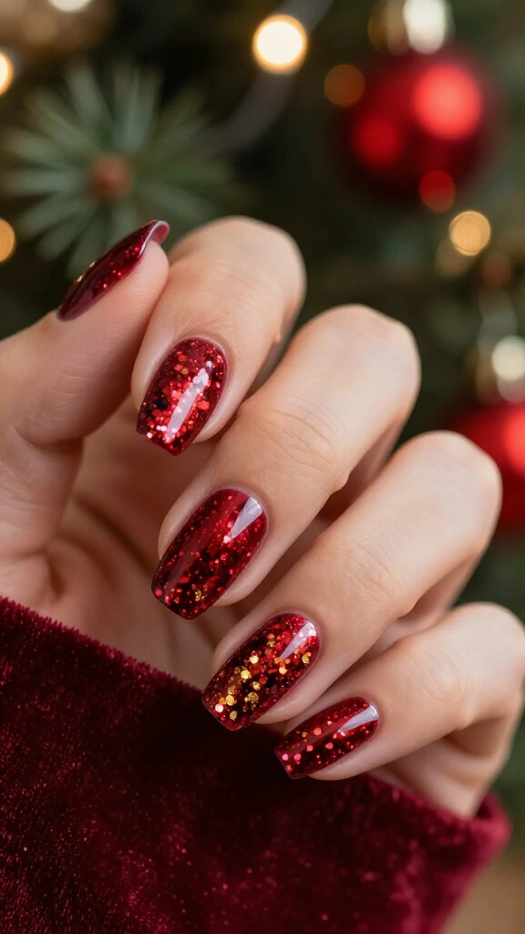 Ruby Red Chunky Glitter Fade