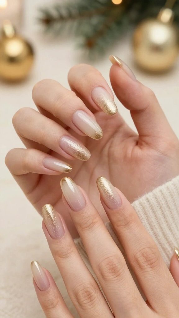 Frosted Champagne Micro-Shimmer Ombré