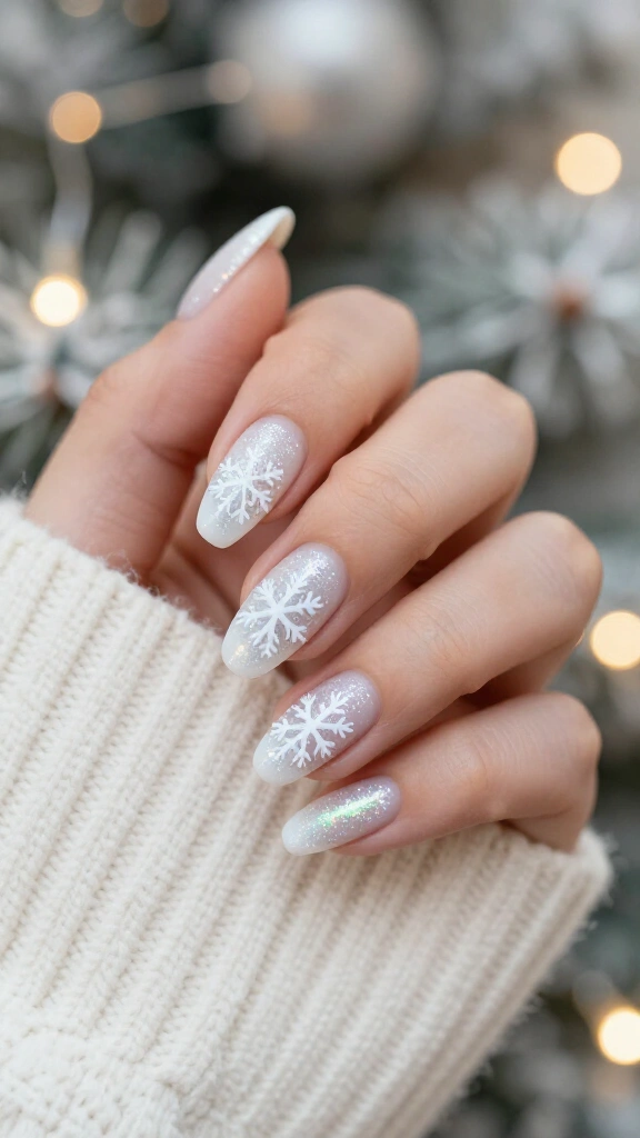 Silver Holographic Snowflake Stiletto