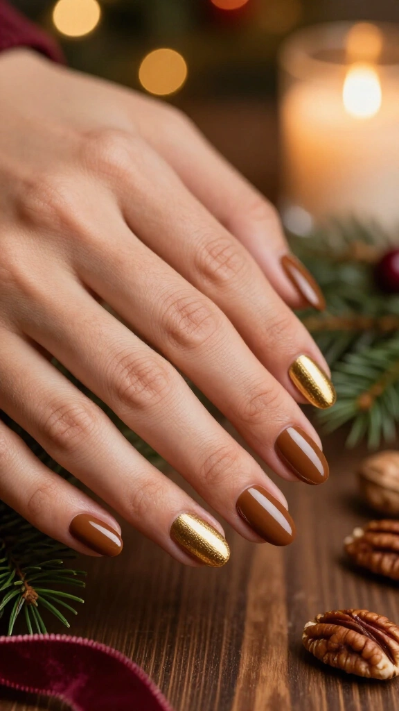 Spiced Pecan with Metallic French Cuffs