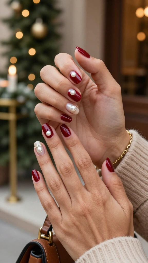 Classic Holly Red with Minimalist Pearl Accents