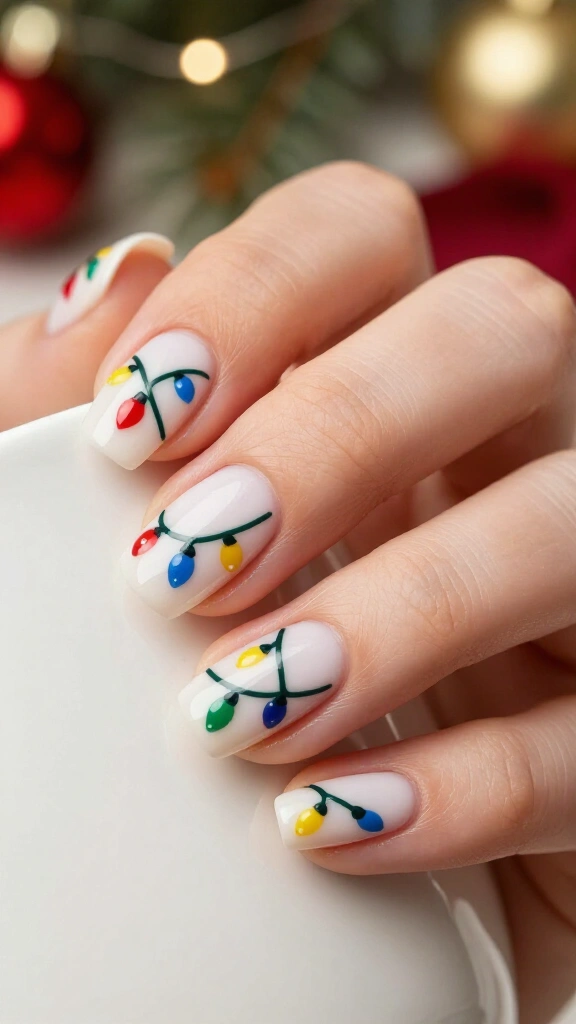 Classic multicolor string light nails