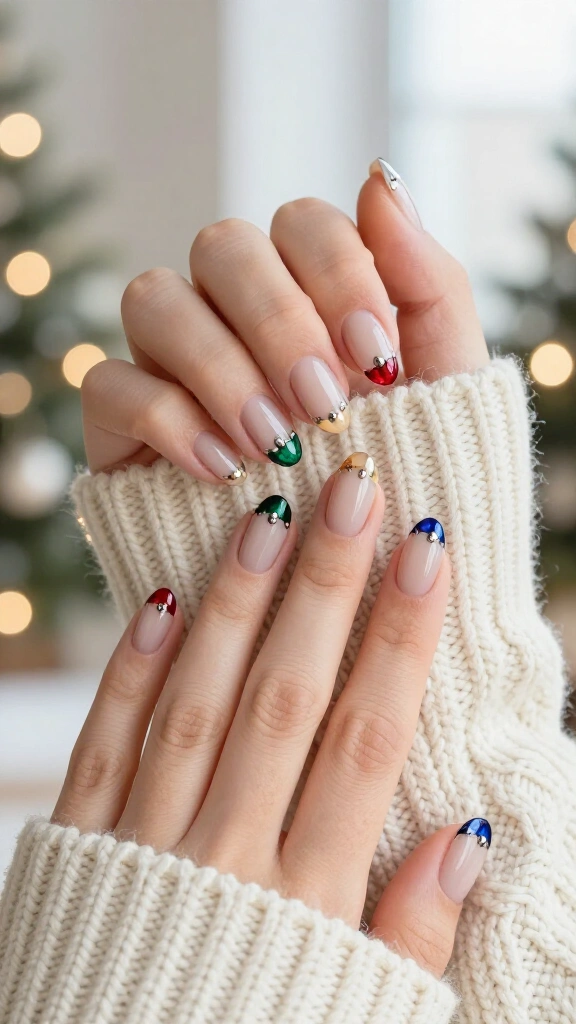 Minimalist nude nails with one light bulb detail