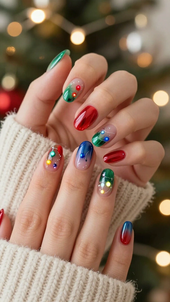 Clear jelly nails with floating light bulbs