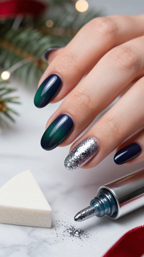 Glitter Ombré Snowfall Accent Nails