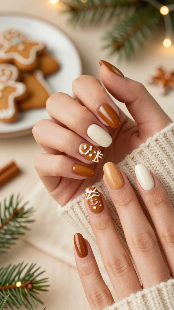 Gingerbread cookie nail designs