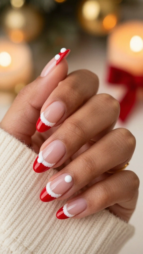 Santa hat French tips