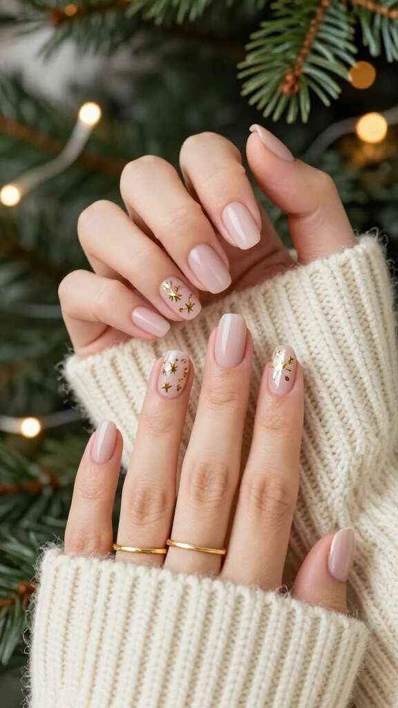Tiny Golden Starbursts on Sheer Nude