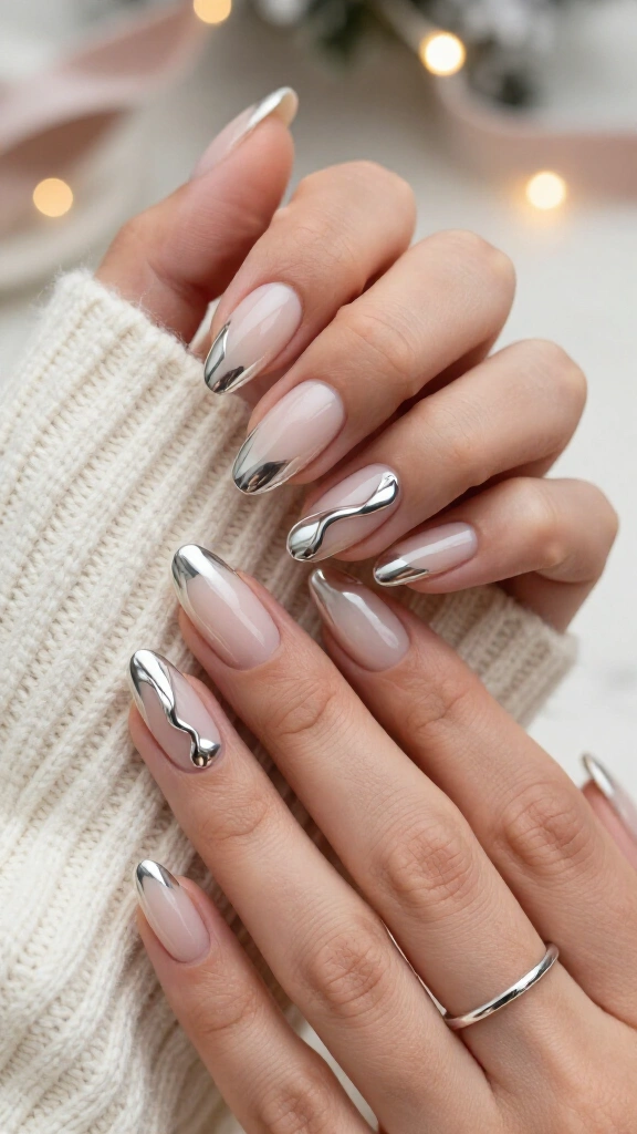 Minimalist Silver Chrome Swirls