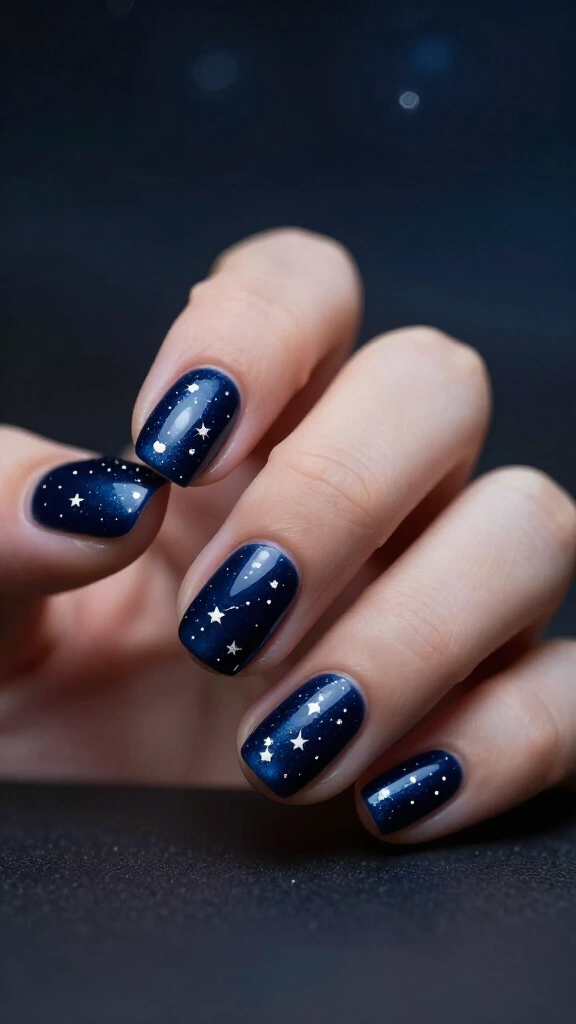 Midnight Sky with Silver Constellations