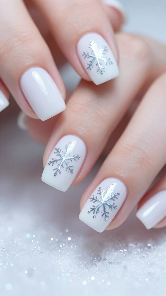 Snowflake white nails