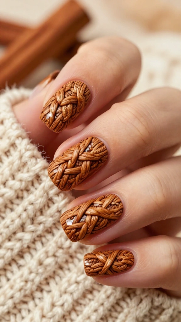 Spiced Cinnamon Cable Knit Texture