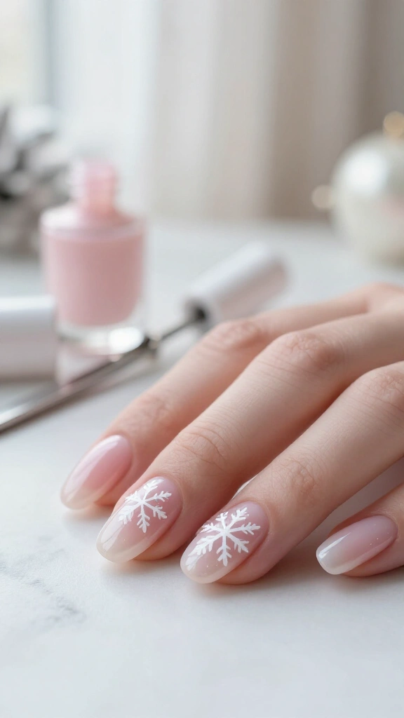Sheer Blush with Single Snowflake Stamp