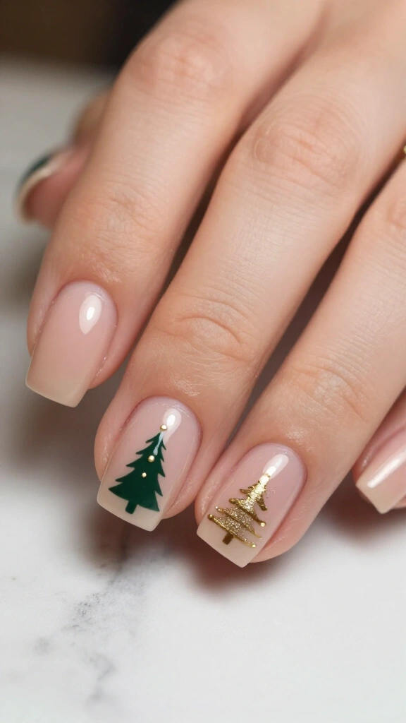 Christmas tree nail art