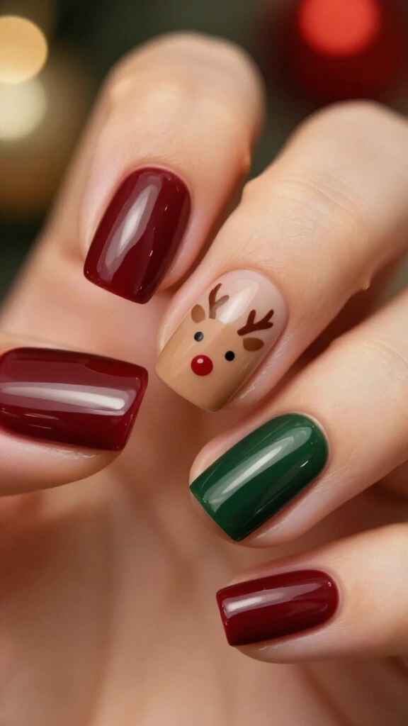 Reindeer accent nail