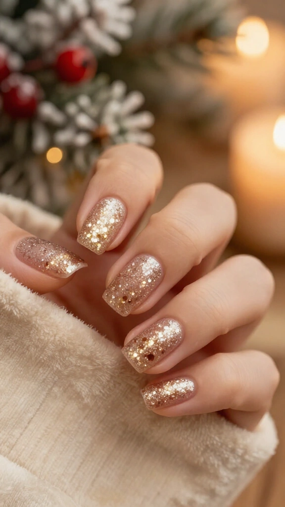 Champagne sparkle nails