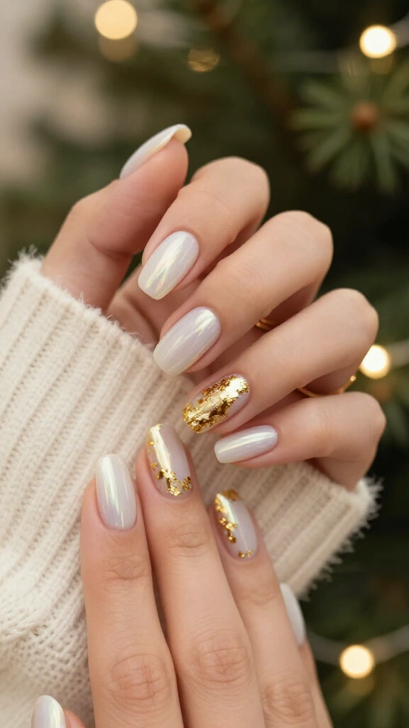 Glazed Donut Nails with Gold Foil