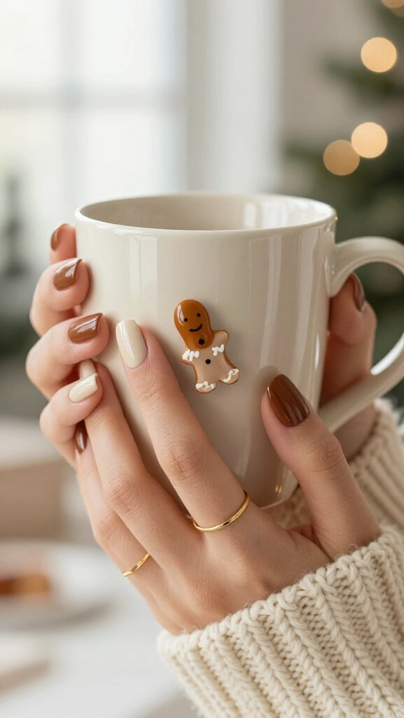 Gingerbread man accent nail