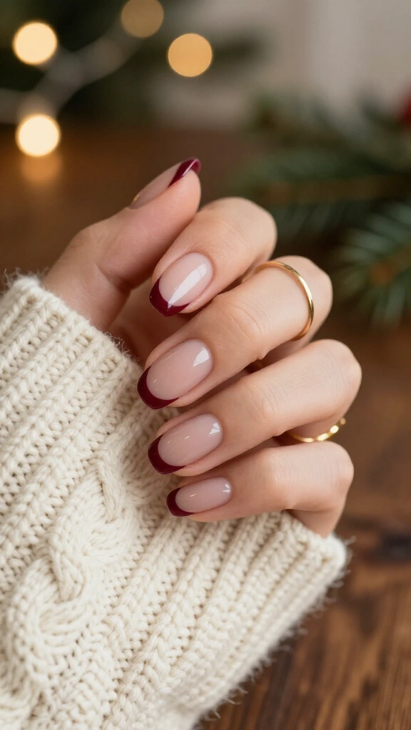 Rich Burgundy Micro-French Tips