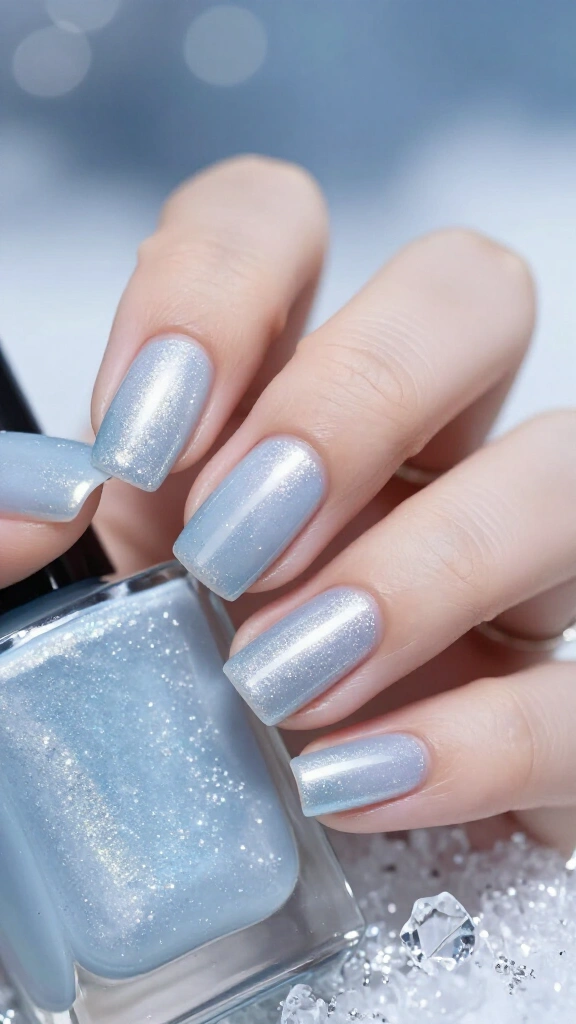 Icy blue winter nails