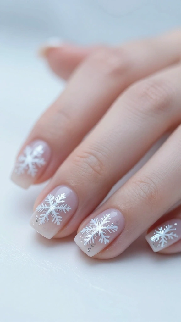 Negative space snowflake nails