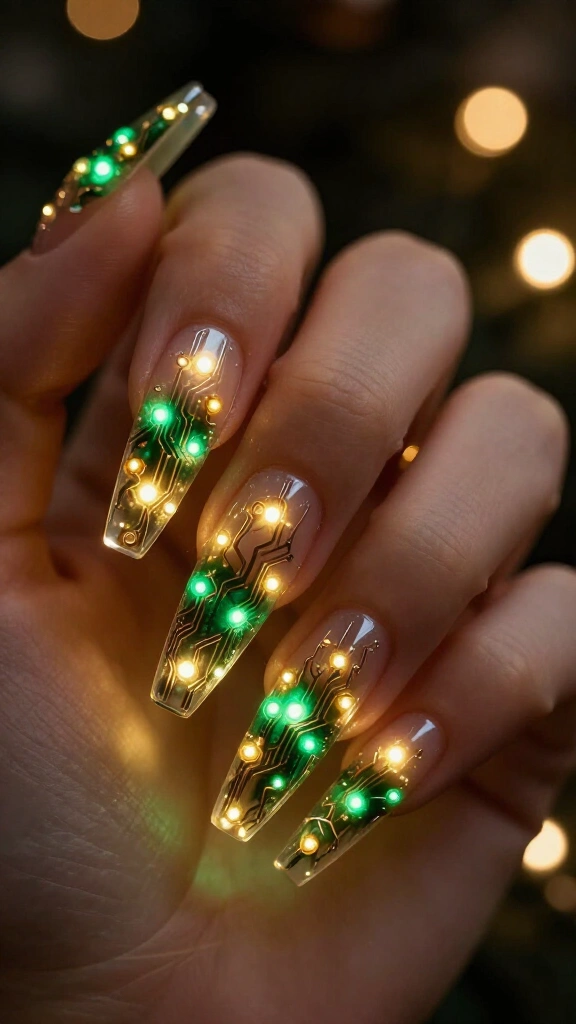 Glowing Micro-LED Fairy Light Nails