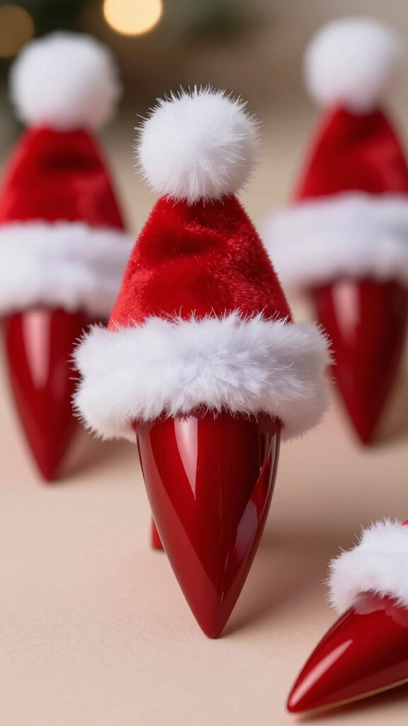 Fluffy Fur-Trimmed Santa Hat Claws