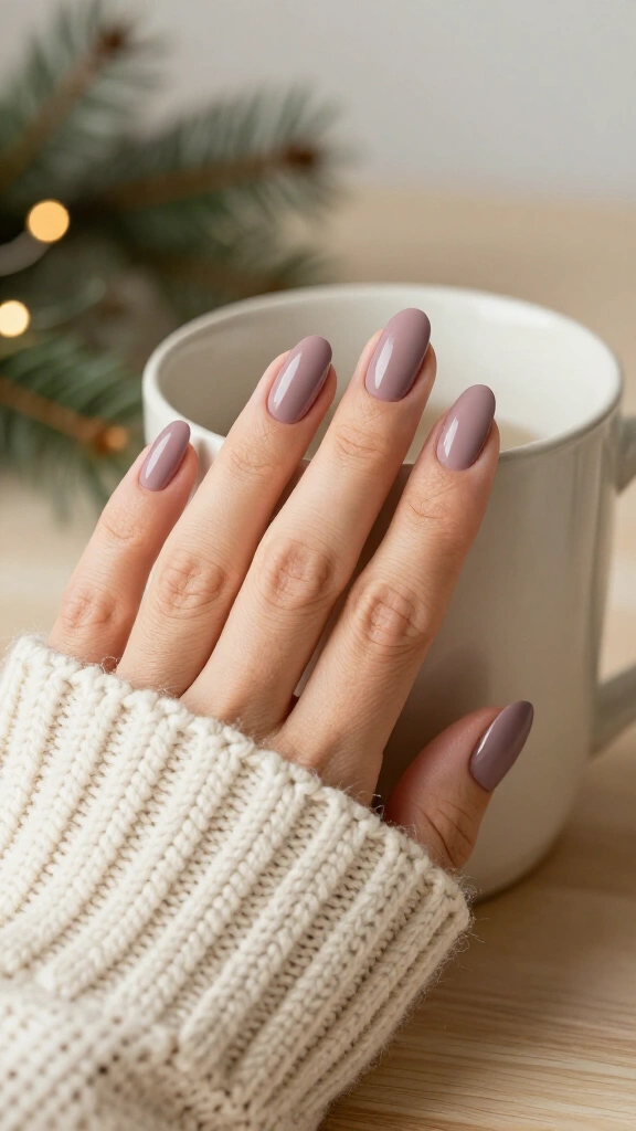Dusty mauve Christmas nails