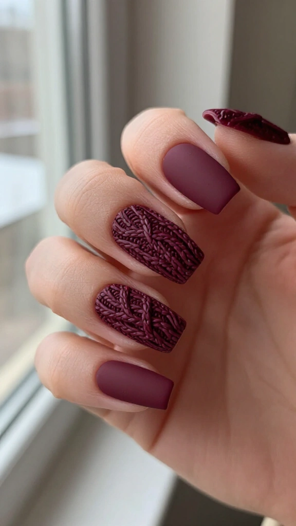 Matte Wine with Glossy Sweater Knit