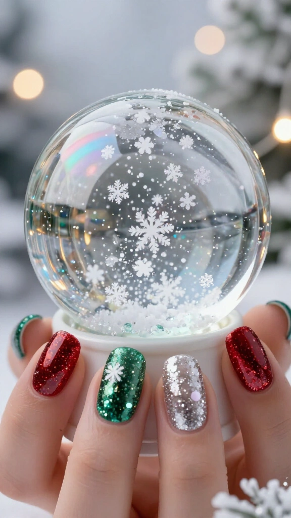 Liquid Snow Globe Water Bubble Nails