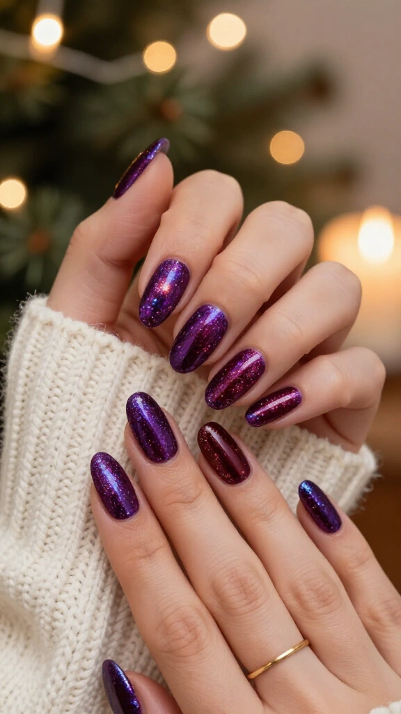Sparkling amethyst nails