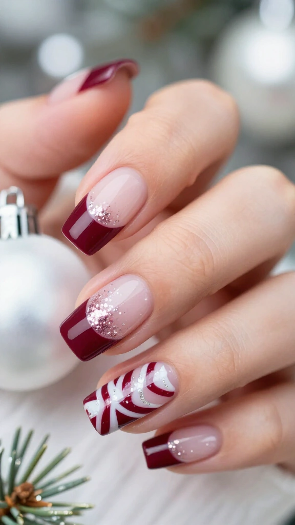 Candy Cane Striped Burgundy Frenchies