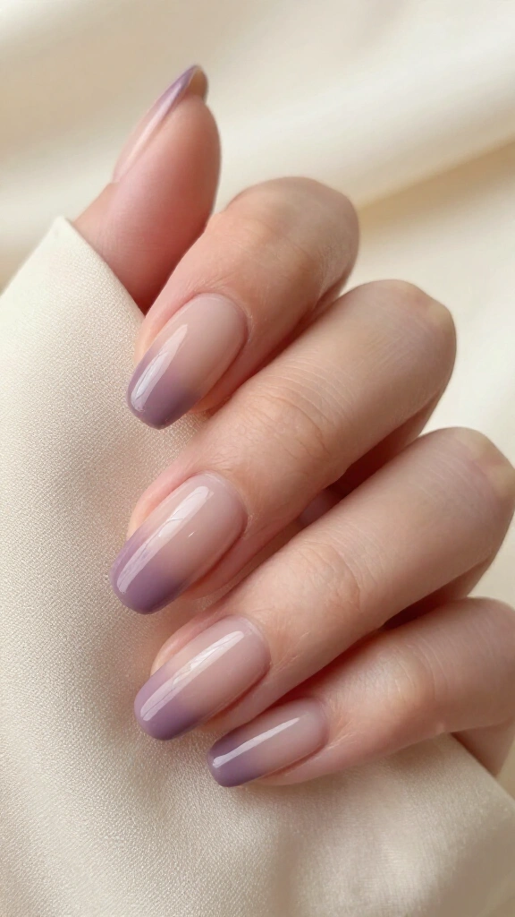Purple nude ombre nails
