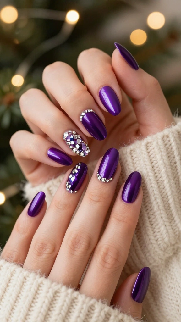 Jewel-toned purple with crystal embellishments