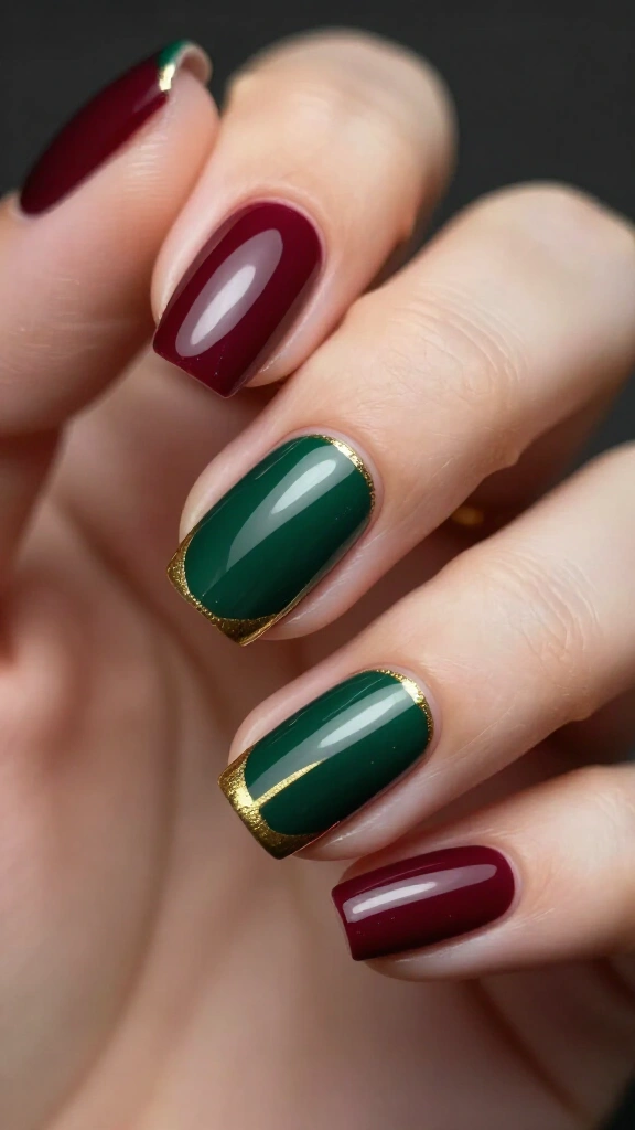 Burgundy and Emerald Colorblock