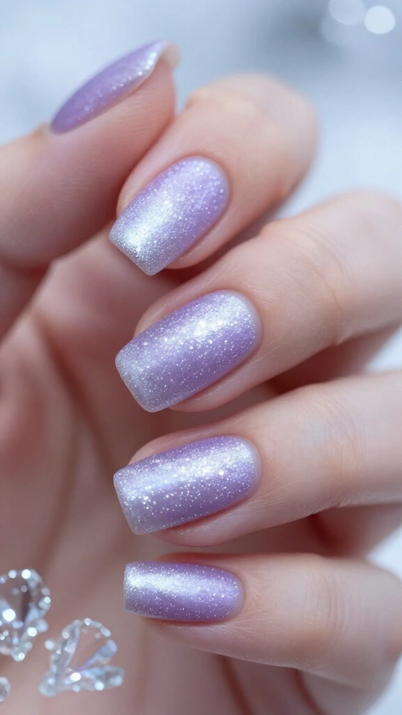 Frosted violet nails