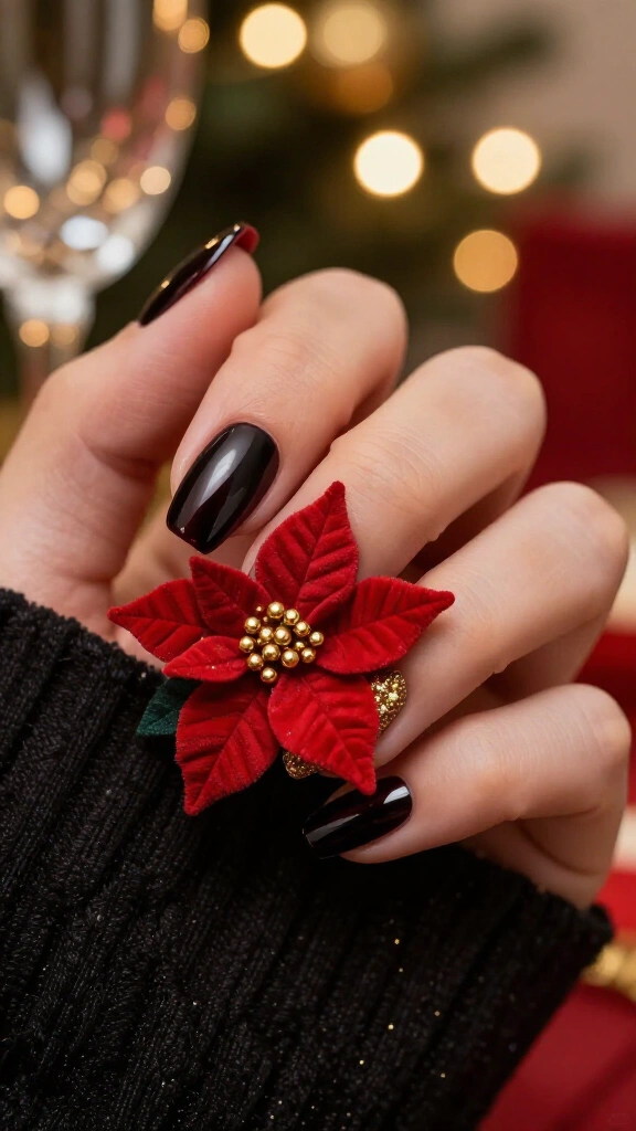 Dramatic Velvet Poinsettia Sculptures
