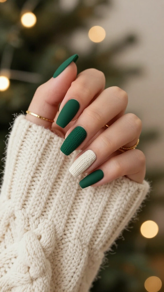 Frosted Emerald with Cable Knit Accents