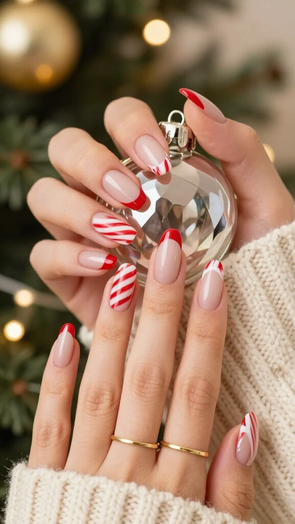 High-Gloss Peppermint Swirl Tips