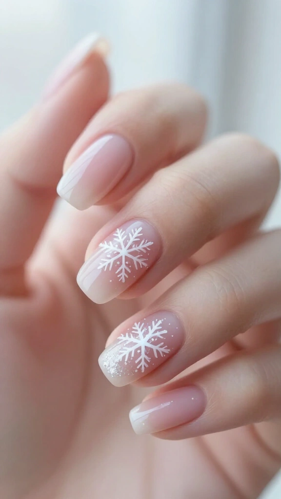 Minimalist single snowflake accent nail