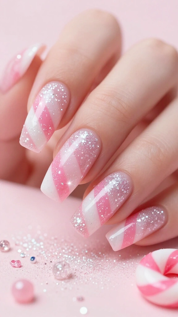 Sugar-Spun Pink Candy Cane French